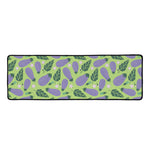 Eggplant With Leaves And Flowers Print Long Kitchen Mat