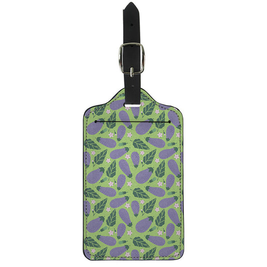 Eggplant With Leaves And Flowers Print Luggage Tag