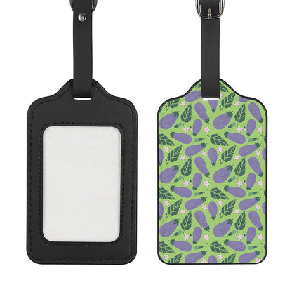 Eggplant With Leaves And Flowers Print Luggage Tag