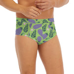 Eggplant With Leaves And Flowers Print Men's Briefs