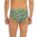 Eggplant With Leaves And Flowers Print Men's Briefs