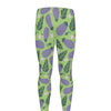 Eggplant With Leaves And Flowers Print Men's leggings