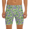 Eggplant With Leaves And Flowers Print Men's Long Boxer Briefs