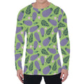 Eggplant With Leaves And Flowers Print Men's Long Sleeve T-Shirt