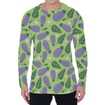 Eggplant With Leaves And Flowers Print Men's Long Sleeve T-Shirt