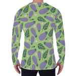 Eggplant With Leaves And Flowers Print Men's Long Sleeve T-Shirt