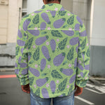 Eggplant With Leaves And Flowers Print Men's Shirt Jacket