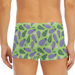 Eggplant With Leaves And Flowers Print Men's Short Boxer Briefs
