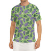 Eggplant With Leaves And Flowers Print Men's Short Sleeve Rash Guard