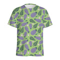 Eggplant With Leaves And Flowers Print Men's Athletic T-Shirt