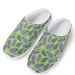 Eggplant With Leaves And Flowers Print Mesh Casual Shoes