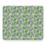 Eggplant With Leaves And Flowers Print Mouse Pad