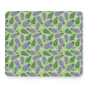 Eggplant With Leaves And Flowers Print Mouse Pad