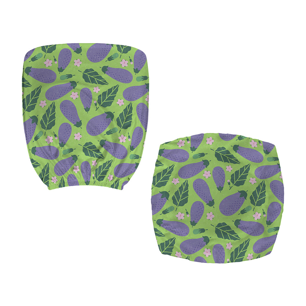Eggplant With Leaves And Flowers Print Office Chair Cover