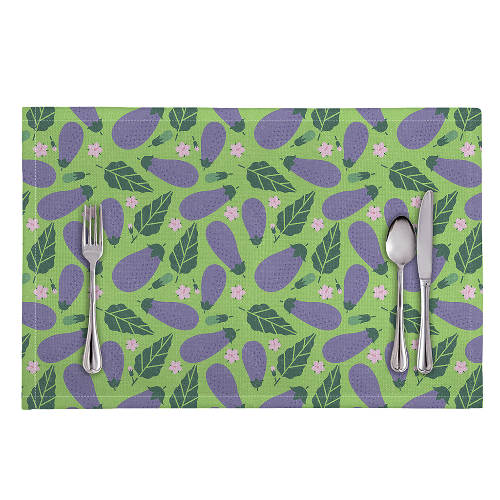 Eggplant With Leaves And Flowers Print Placemat