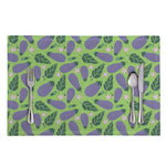 Eggplant With Leaves And Flowers Print Placemat