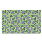 Eggplant With Leaves And Flowers Print Polyester Doormat