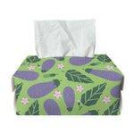Eggplant With Leaves And Flowers Print Rectangle Tissue Box Cover