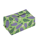 Eggplant With Leaves And Flowers Print Rectangle Tissue Box Cover