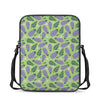 Eggplant With Leaves And Flowers Print Rectangular Crossbody Bag