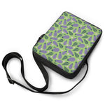Eggplant With Leaves And Flowers Print Rectangular Crossbody Bag