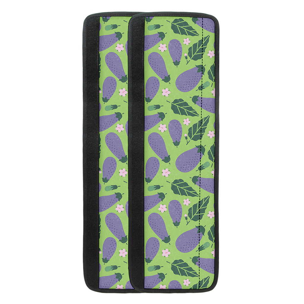 Eggplant With Leaves And Flowers Print Refrigerator Handle Covers