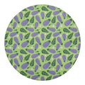 Eggplant With Leaves And Flowers Print Round Blanket