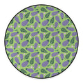 Eggplant With Leaves And Flowers Print Round Floor Mat