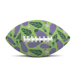 Eggplant With Leaves And Flowers Print Rugby Ball