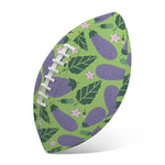 Eggplant With Leaves And Flowers Print Rugby Ball