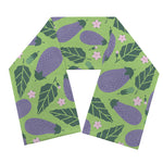 Eggplant With Leaves And Flowers Print Scarf