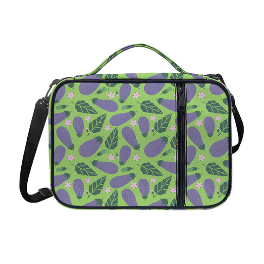 Eggplant With Leaves And Flowers Print Shoulder Strap Bible Bag