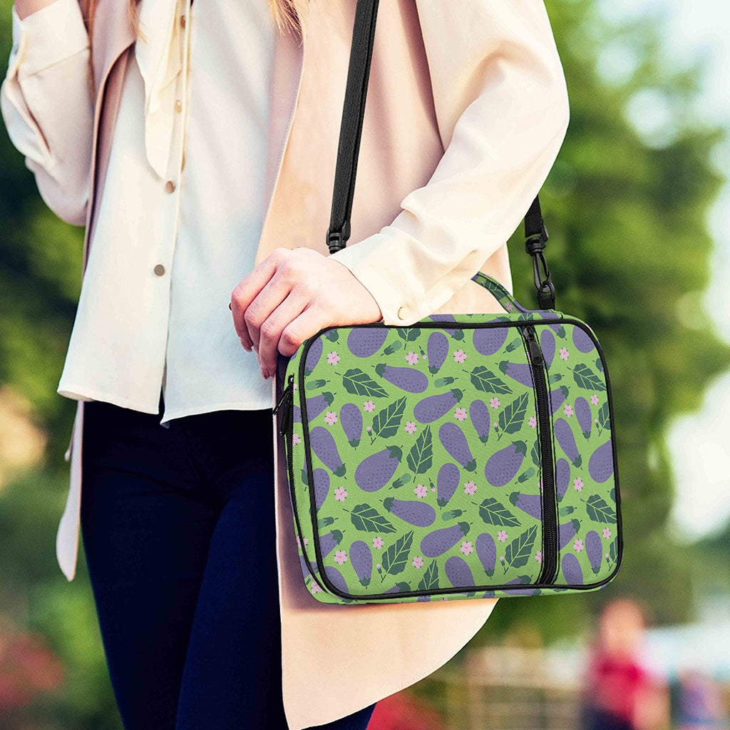 Eggplant With Leaves And Flowers Print Shoulder Strap Bible Bag