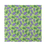 Eggplant With Leaves And Flowers Print Silk Bandana