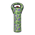 Eggplant With Leaves And Flowers Print Single Neoprene Wine Tote