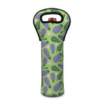 Eggplant With Leaves And Flowers Print Single Neoprene Wine Tote