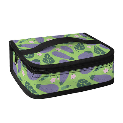 Eggplant With Leaves And Flowers Print Small Lunch Bag