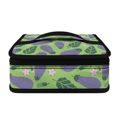 Eggplant With Leaves And Flowers Print Small Lunch Bag
