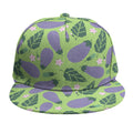 Eggplant With Leaves And Flowers Print Snapback Cap