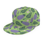 Eggplant With Leaves And Flowers Print Snapback Cap