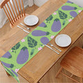 Eggplant With Leaves And Flowers Print Table Runner