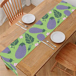 Eggplant With Leaves And Flowers Print Table Runner