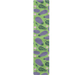 Eggplant With Leaves And Flowers Print Table Runner