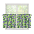 Eggplant With Leaves And Flowers Print Tier Curtains