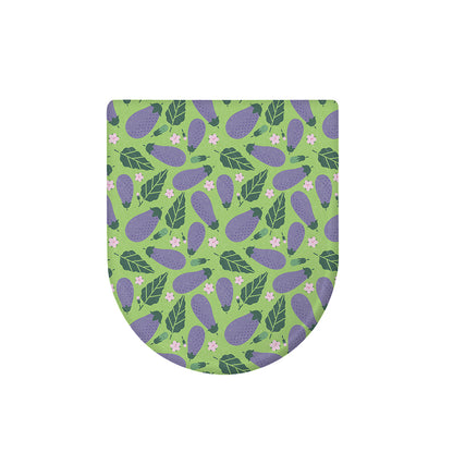 Eggplant With Leaves And Flowers Print Toilet Lid Cover