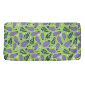 Eggplant With Leaves And Flowers Print Towel