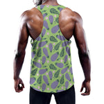 Eggplant With Leaves And Flowers Print Training Tank Top