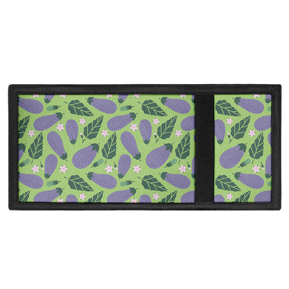 Eggplant With Leaves And Flowers Print Trifold Wallet