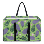 Eggplant With Leaves And Flowers Print Utility Tote Bag