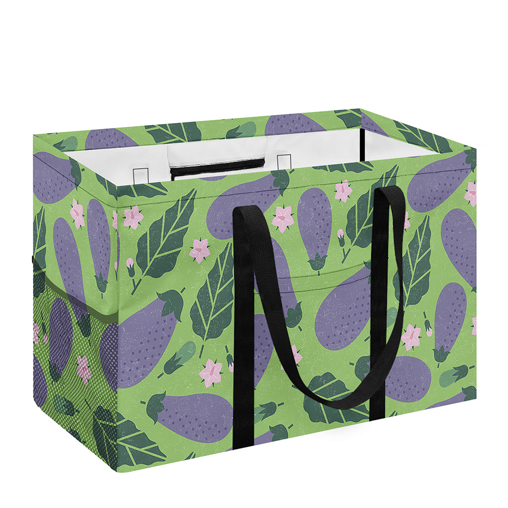 Eggplant With Leaves And Flowers Print Utility Tote Bag